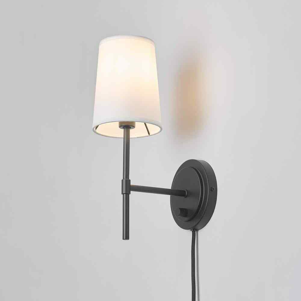 Hampton Bay Ridgeway 1-Light Matte Black Wall Sconce 65755