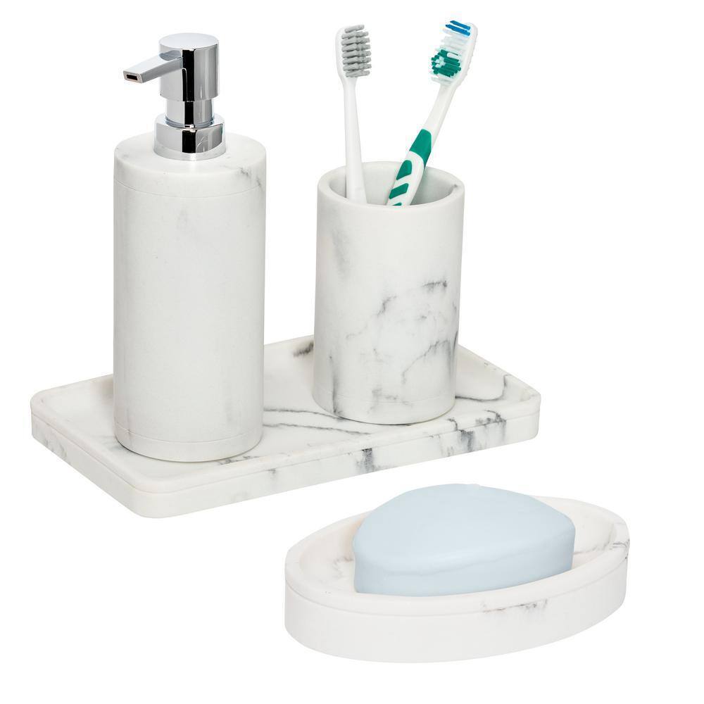 Honey-Can-Do 4-Piece Bathroom Accessories Set in Faux Marble