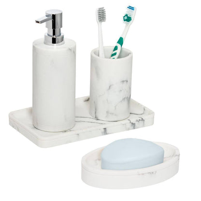 Honey-Can-Do 4-Piece Bathroom Accessories Set in Faux Marble