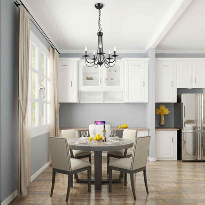 LNC Modern Black Candlestick Island 5-Light 18.5 in. Classic Pendant Chandelier