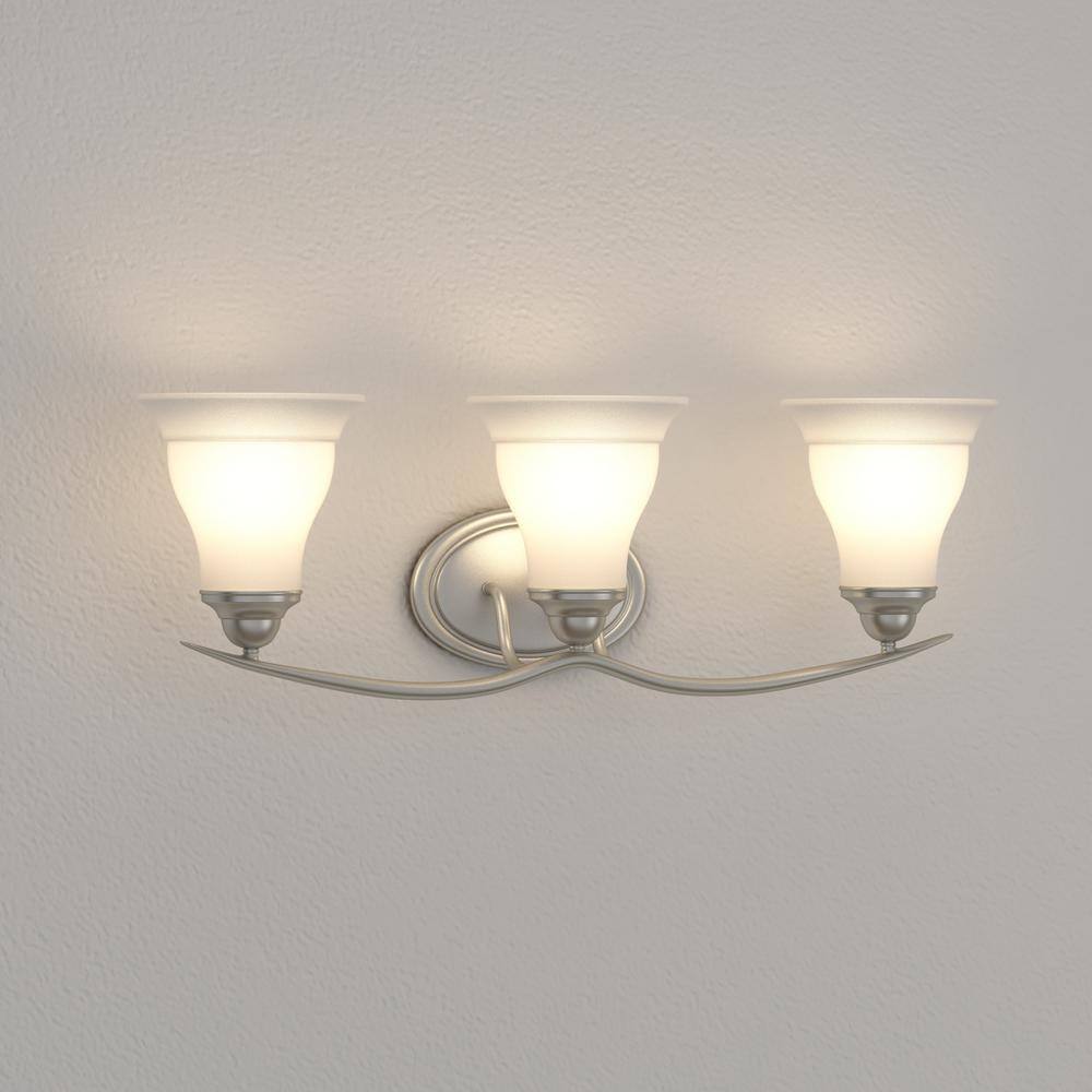 Progress Lighting Trinity 3-Light Brushed Nickel Glass Traditional Bath Vanity