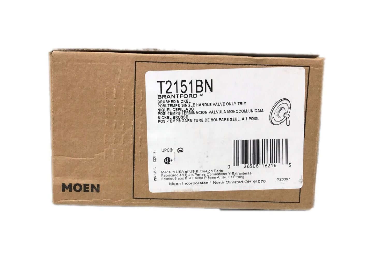 MOEN Brantford Single-Handle Posi-Temp Valve Trim Kit in Brushed Nickel