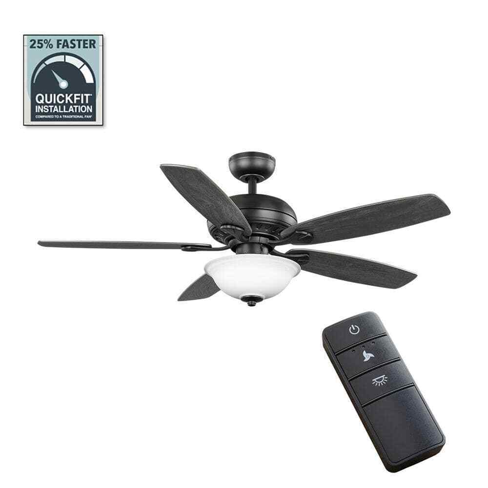 Hampton Bay Southwind II 52 in. Indoor LED Matte Black Ceiling Fan w/ Light Kit