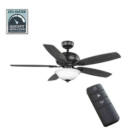Hampton Bay Southwind II 52 in. Indoor LED Matte Black Ceiling Fan w/ Light Kit