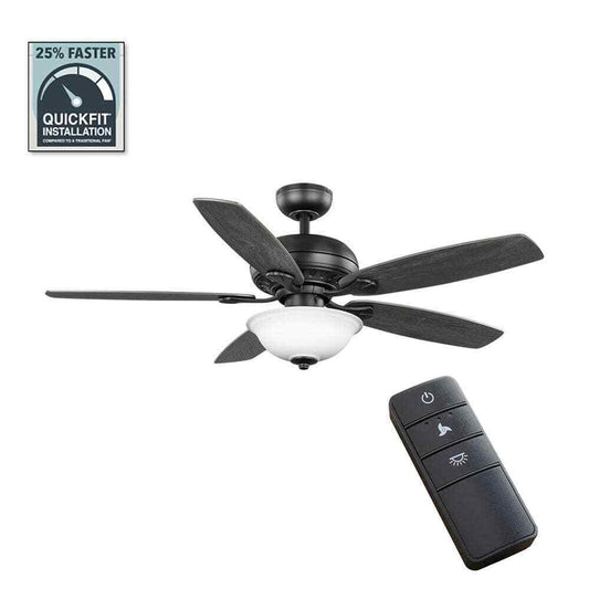Hampton Bay Southwind II 52 in. Indoor LED Matte Black Ceiling Fan w/ Light Kit