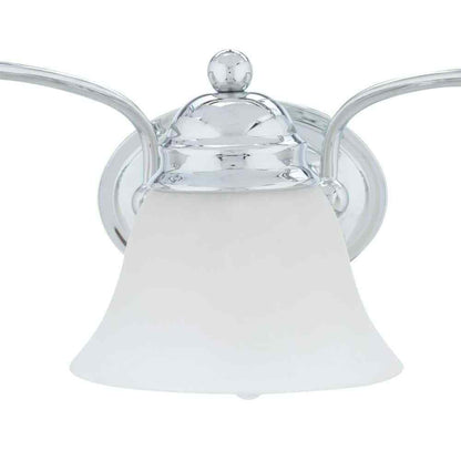 SATCO 3-Light Polished Chrome Vanity Light with Alabaster Glass Bell Shades