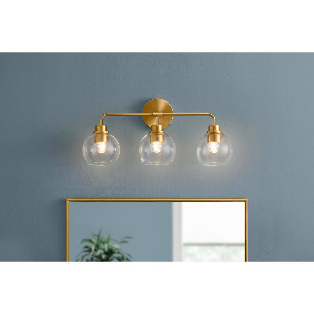 Hampton Bay Vista Heights 3-Light Gold Aged Brass Bathroom Vanity Light