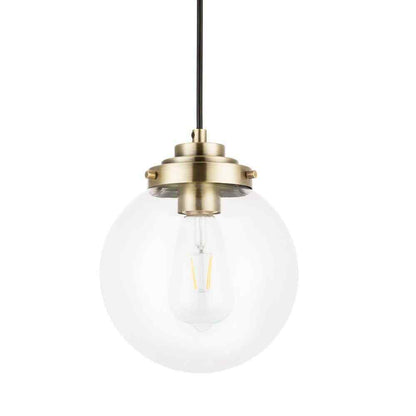 Merra 1-Light Brass Spherical Pendant Light with Globe Glass Shade