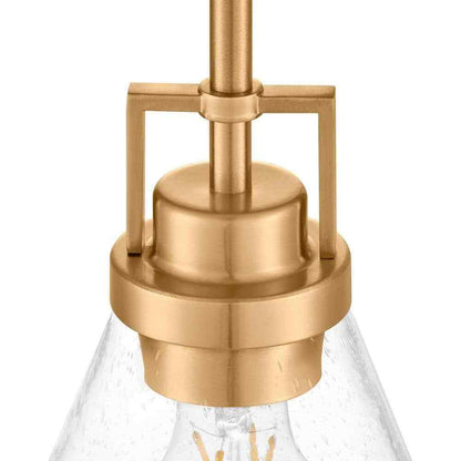 Home Decorators Clermont 1-Light Satin Brass Shaded Pendant w/Seeded Glass Shade