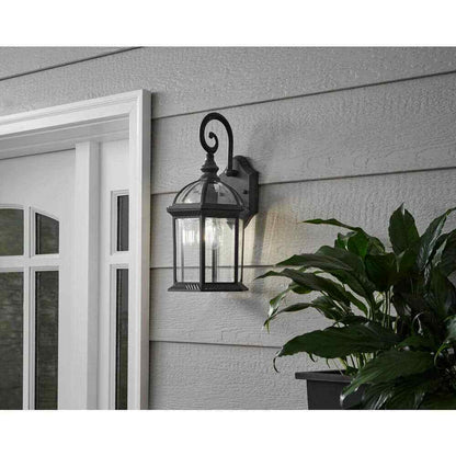 Hampton Bay Wickford Weathered Bronze Wall Light Fixture w/ Clear Glass (2-Pack)