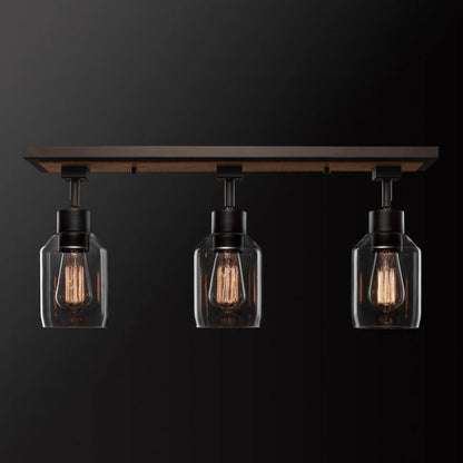 Globe Electric Griffith 25 in. 3-Light Faux Wood and Matte Black Track Light
