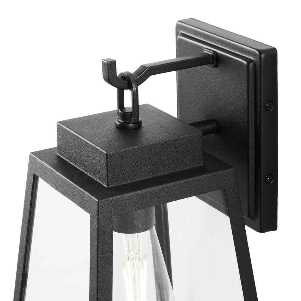 Hampton Bay Corbin Medium 13 in. Modern Black Outdoor Wall Lantern Sconce