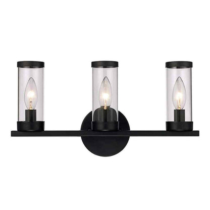 Monteaux Lighting Fillmore 16.5 in. 3-Light Black Bathroom Vanity Light Fixture