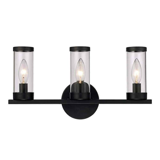 Monteaux Lighting Fillmore 16.5 in. 3-Light Black Bathroom Vanity Light Fixture