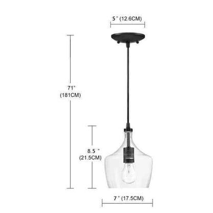 Hukoro 1-Light Kitchen Island Teardrop Clear Glass Pendant in Black