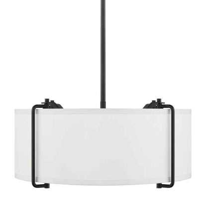 Home Decorators Brookley 4-Light Matte Black Pendant w/ White Fabric Shade