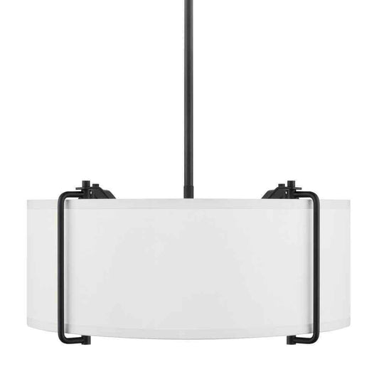 Home Decorators Brookley 4-Light Matte Black Pendant w/ White Fabric Shade