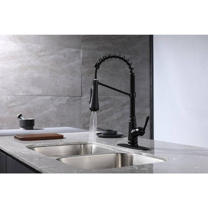 ELLO+ALLO Single-Handle Pull-Down Sprayer Kitchen Faucet w/ 4-Modes Matte Black