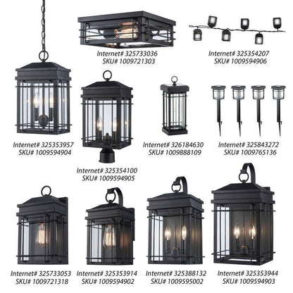 Monteaux Lighting Bel Air 17 in. 2-Light Black Outdoor Wall Light Fixture