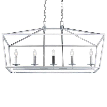 Home Decorators Weyburn 36" 5-Light Polished Chrome Farmhouse Linear Chandelier