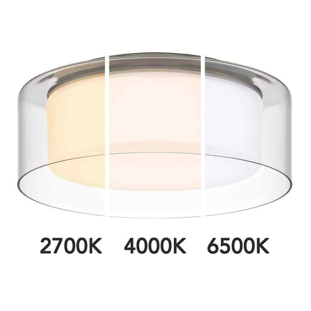 Denning 13 in. Brushed Nickel Smart Voice Controlled RGB LED Flush Mount