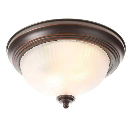 Hampton Bay 11 in. 2-Light Oil-Rubbed Bronze Flush Mount w/ Frosted Swirl Glass
