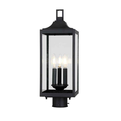 Home Decorators Havenridge Matte Black Outdoor Post Light w/ Clear Glass 1-Pack