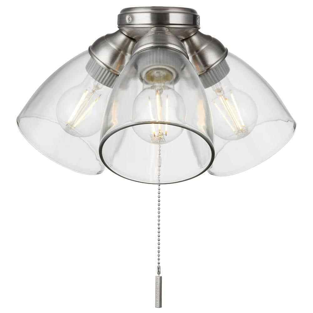 Hampton Bay Rockport Universal 3-Light Brushed Nickel Ceiling Fan LED Light Kit