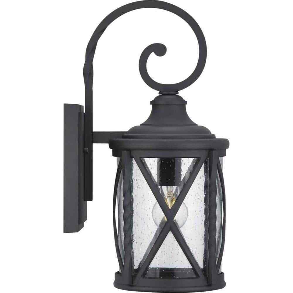 Home Decorators Walcott Manor 18.75 in. 1-Light Black Industrial Outdoor Sconce