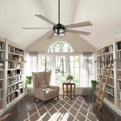 Breezary Hubery 60 in. Indoor Matte Black Standard Ceiling Fan w/ Remote Control