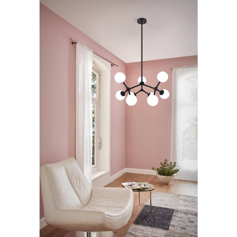 Eglo Maragall Black Convertible Pendant/Semi Flush Mount with Opal Glass Shades