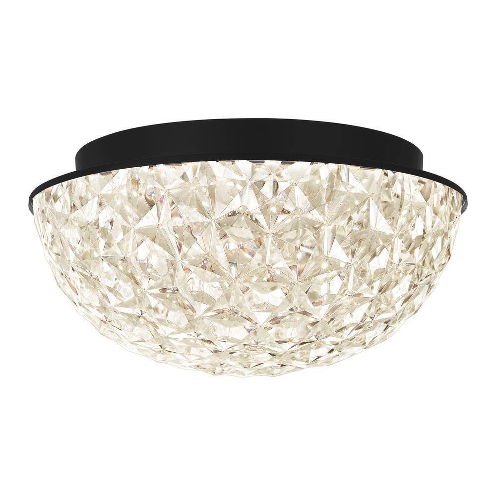 Home Decorators Ellis Place Matte Black LED Round Flush Mount Ceiling Light