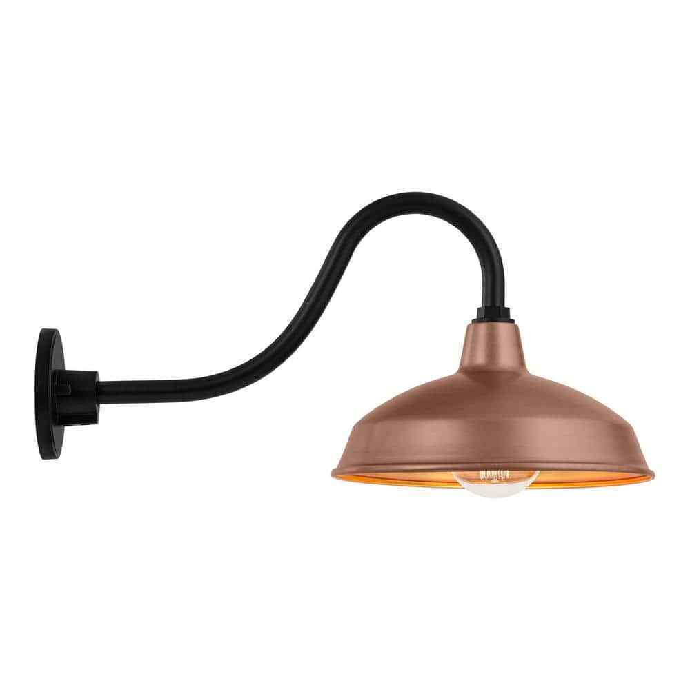 Hampton Bay Easton 11 in. Copper Barn Outdoor Wall Lantern Sconce w/ Steel Shade