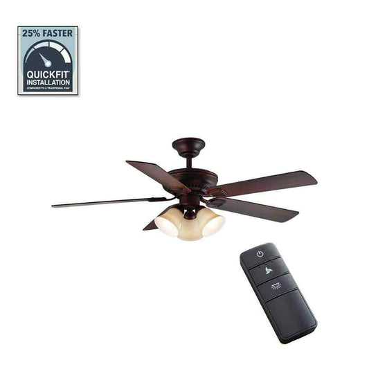 Hampton Bay Campbell 52 in. Indoor LED Bronze Ceiling Fan w/ Light and remote