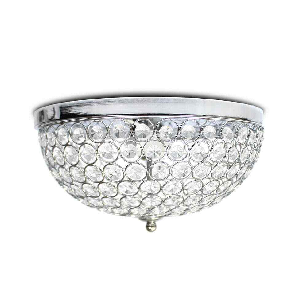 Elegant Designs Elipse 13 in. 2-Light Chrome and Crystal Flush Mount FM1000-CHR