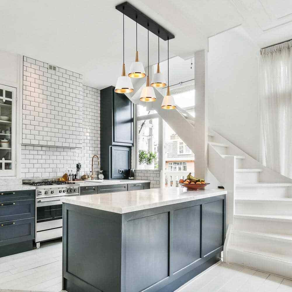 LNC Idaikos Modern 5-Light Black and White Island Chandelier