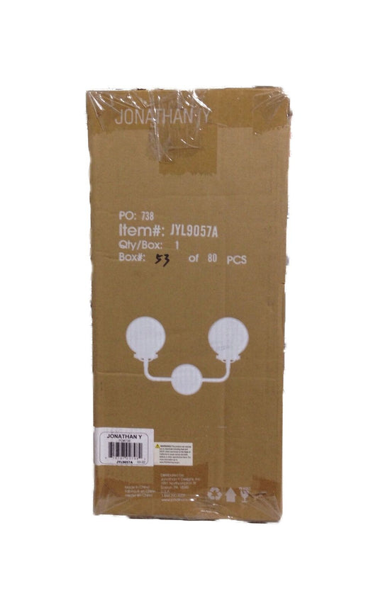 JONATHAN Y Caleb 2-Light 18 in. Chrome/Black Brass Wall Sconce