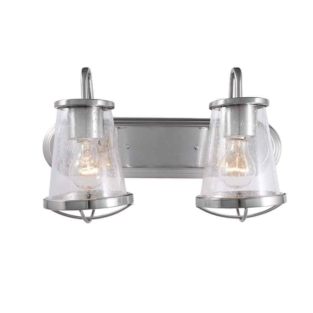 Home Decorators Georgina 18 in. 2-light Brushed Nickel Industrial indoor vanity