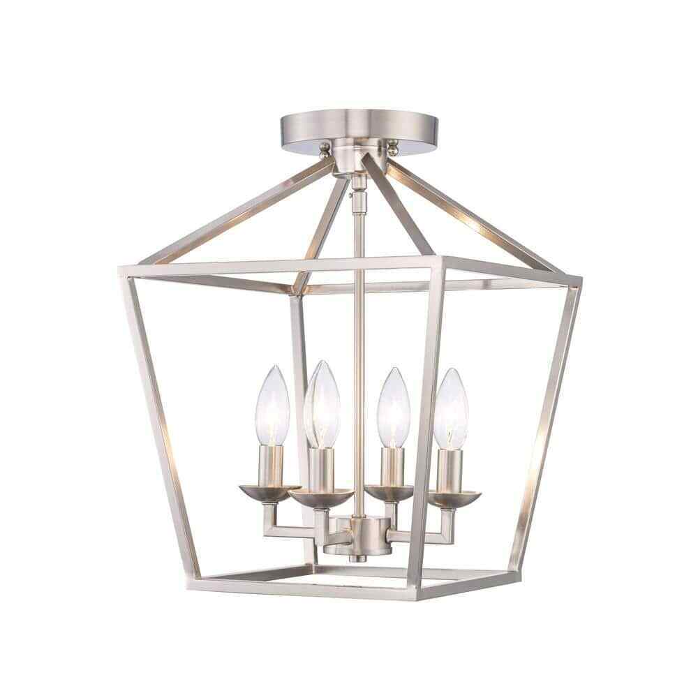 Home Decorators Weyburn 16.5 in. 4-Light Brushed Nickel Semi-Flush Ceiling Light