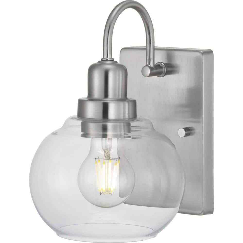 Home Decorators Collection Halyn 4.5 in. Brushed Nickel Indoor Wall Sconce