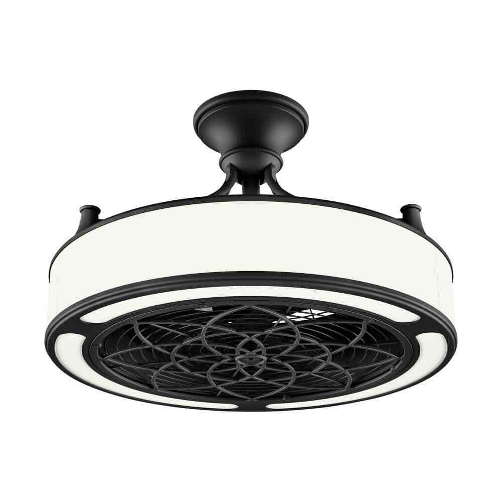 Home Decorators Windara 22 in. LED Indoor/Covered Outdoor Black Ceiling Fan