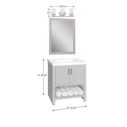 Hampton Bay 23.25 in. Truitt 3-Light Chrome Vanity Light w/ Clear and Sand Glass