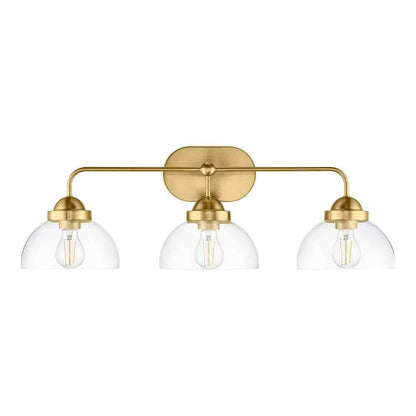 Home Decorators Lowry 30 in. 3-Light Brushed Gold Vanity Light w/ Glass Shades
