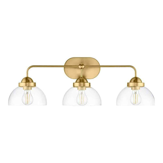 Home Decorators Lowry 30 in. 3-Light Brushed Gold Vanity Light w/ Glass Shades