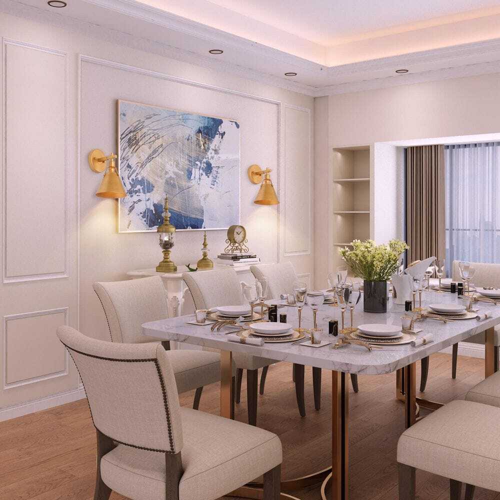 LNC Brushed Gold 6 in.1-Light Vintage Wall Light with Metal Bell Shade 2-Pack