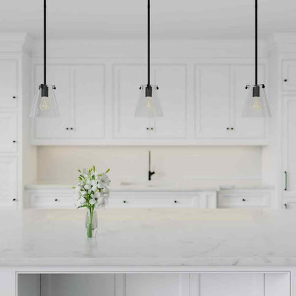 Sea Gull Lighting Blaine 1-Light Matte Black Hanging Pendant w/ Clear Glass