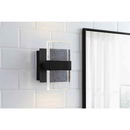 Home Decorators Alberson 2-Light Matte Black LED Indoor Wall Sconce Bubble Glass