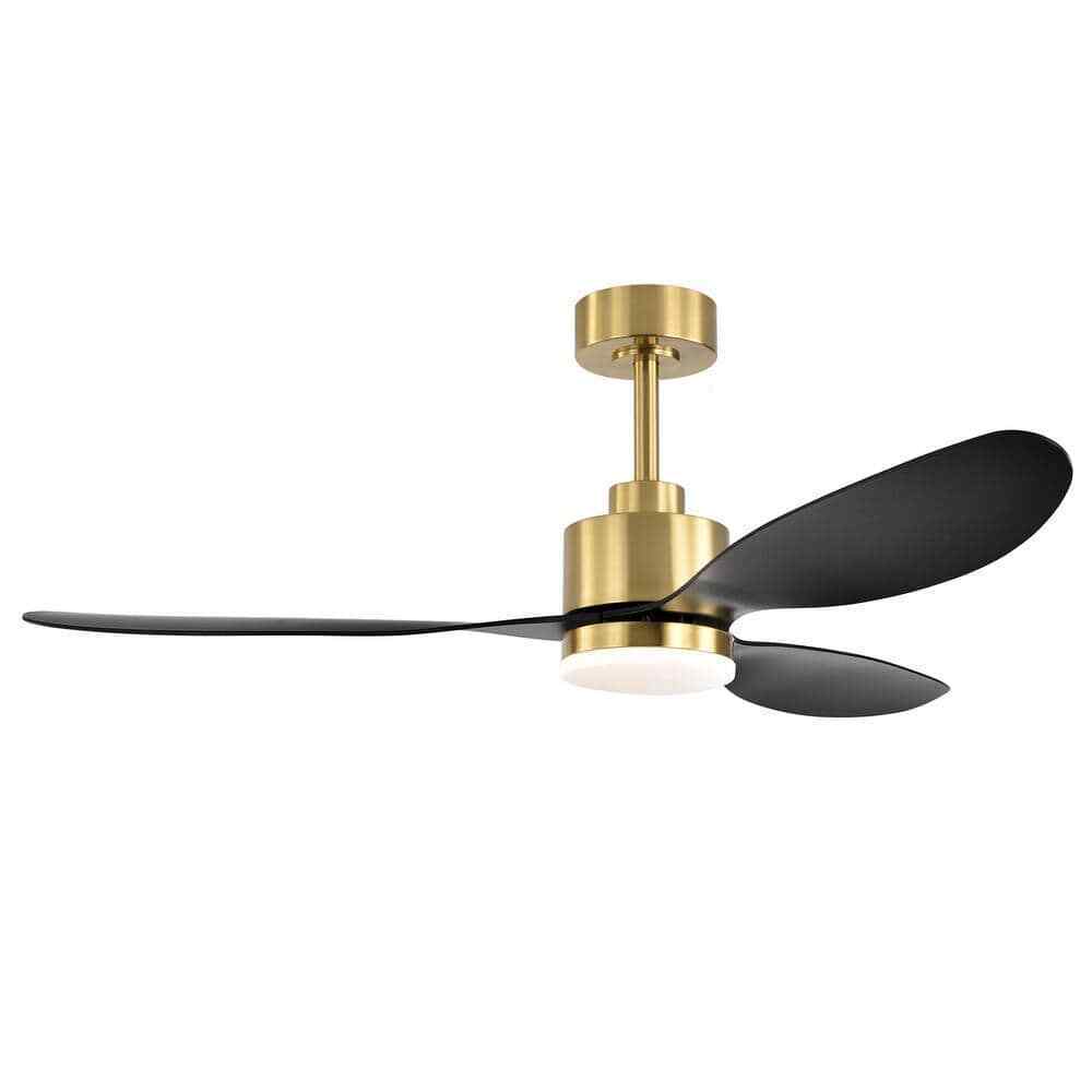 Breezary Sawyer 52 in. Integrated LED Indoor Gold Ceiling Fan w Light and Remote