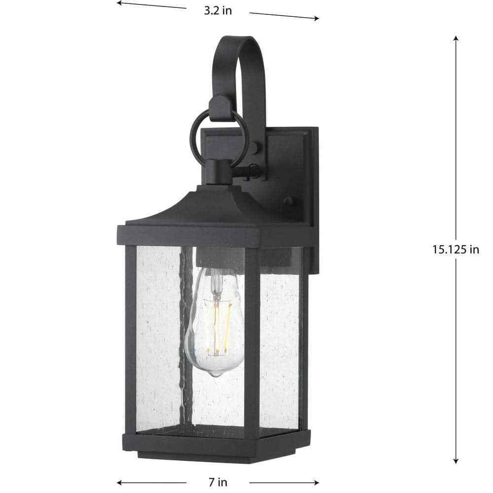 Progress Lighting Park Court 15in 1-Light Black Traditional Outdoor Wall Lantern