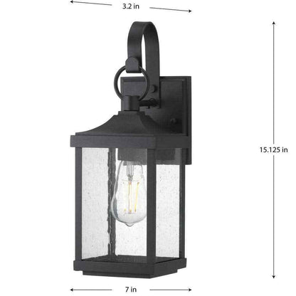 Progress Lighting Park Court 15in 1-Light Black Traditional Outdoor Wall Lantern